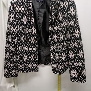 Eva Picone Patterned Black & White Women's Blazer Jacket